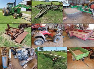 6/24  John Deere Tractor – Trailers – Antique Tractor – 3 PT Equip – Tools – Tillage – Shop Equip – Fencing