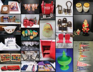 11/4 Home & garden Décor – Campbell’s Soup – Outdoor Furniture – Wine Supplies – Pottery – Coca Cola – Snap-On – Olympics – Vintage Locks – Irons – Bohannan – Brass – Libby Blue Daisy – Uranium – Carnival – Pyrex – Phillips – McCoy – Vintage Christmas – Jeanette – Crocks