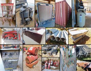 10/23 Welders – Shop Equip – Tools – Office Furniture – Air Compressor – Truck Supplies – Jack’s Oil Dispensers – Air Operate Equip – Pipe Racks – Skid Steer Attachments – Fuel Tanks