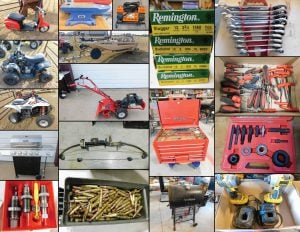 12/19 ATVs – Fishing Boat – Ammo/Reloading – Tiller – Hand Tools – Grill (Blackstone) – Archery – Welder – Craftsman – Air Compressor – Safe – Tool Boxes – Snap On